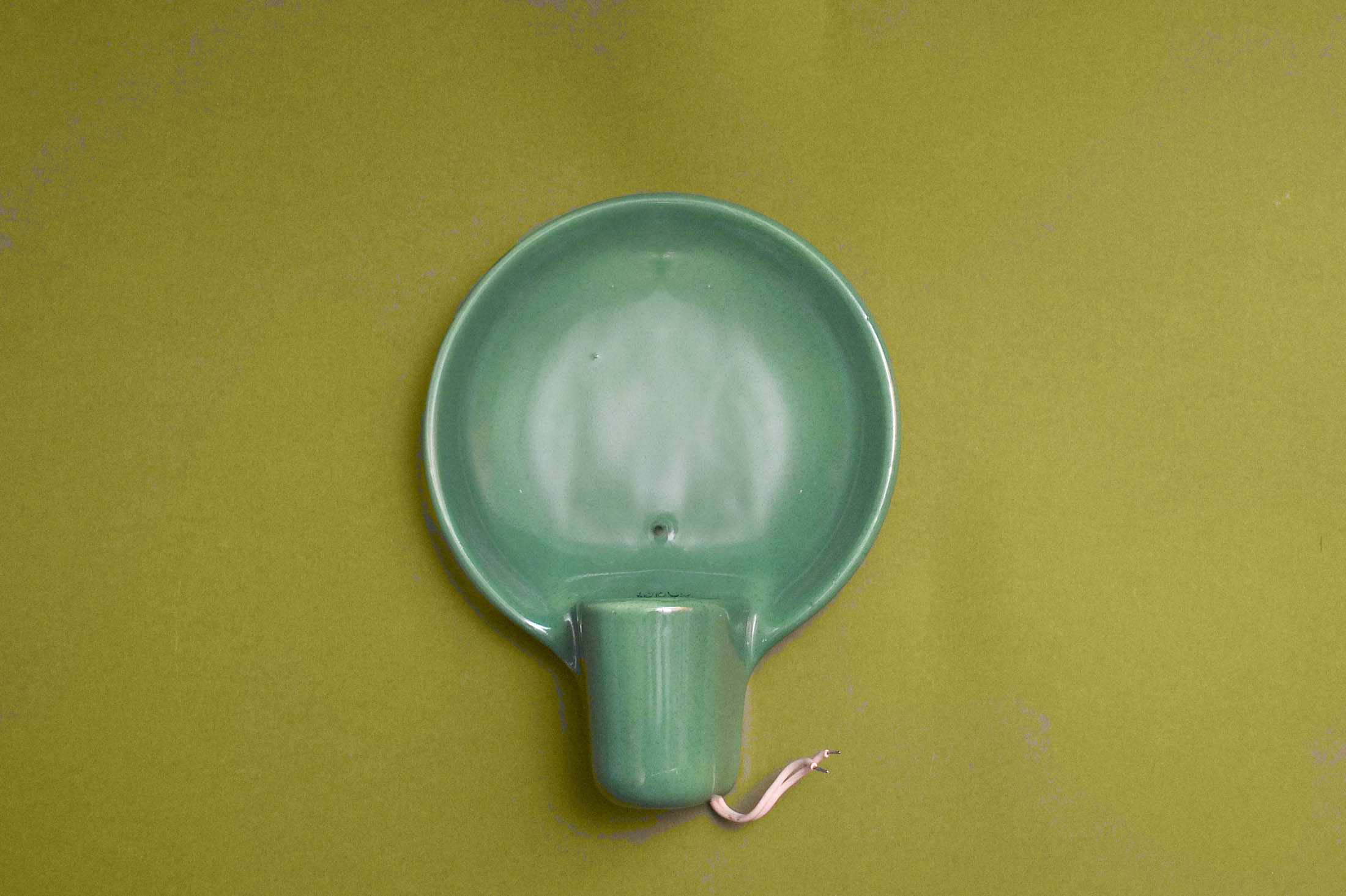 Kőbányai Porcelángyár kis kerek porcelán zöld lámpa